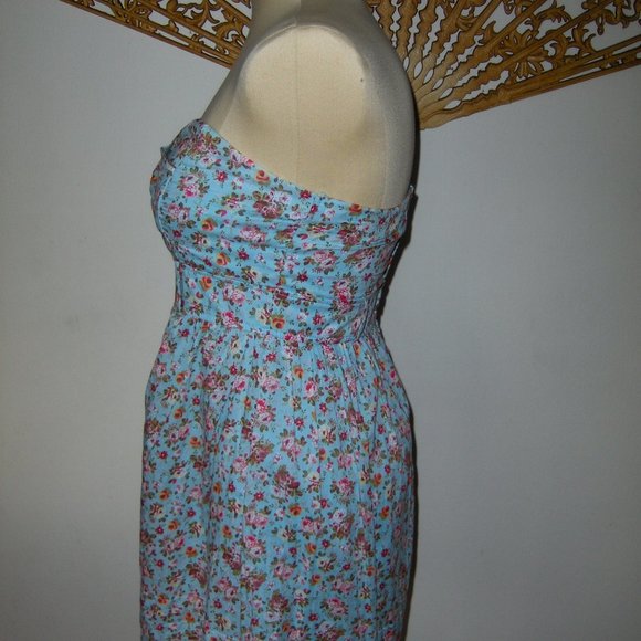 DEB Strapless Blue Floral Dress Juniors 13 - Picture 5 of 12